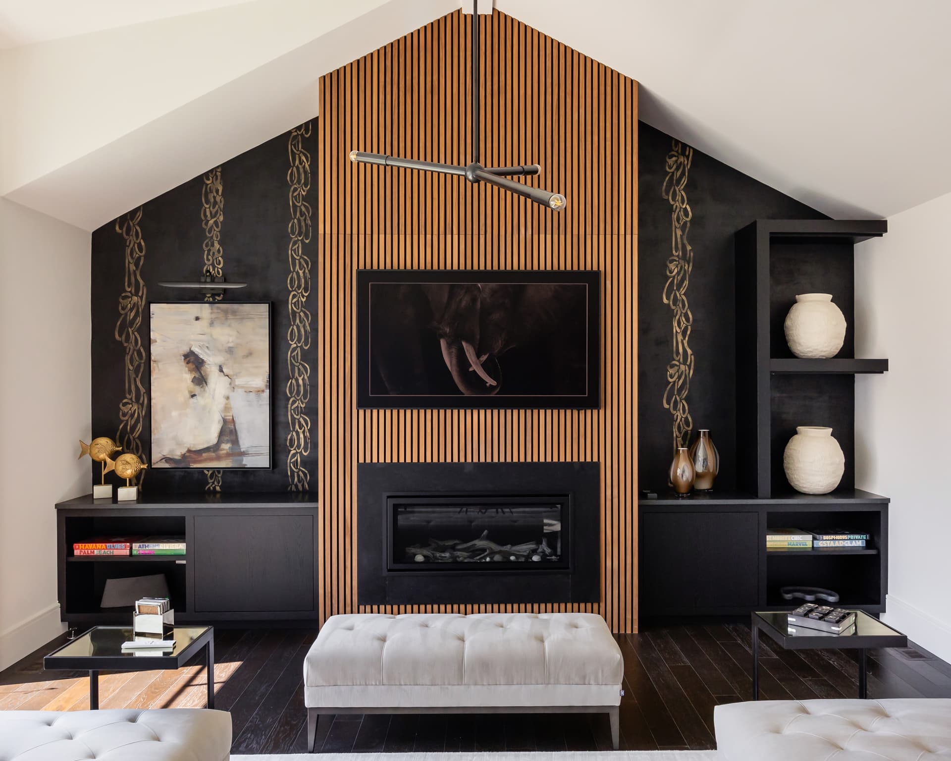 Living room with a media wall