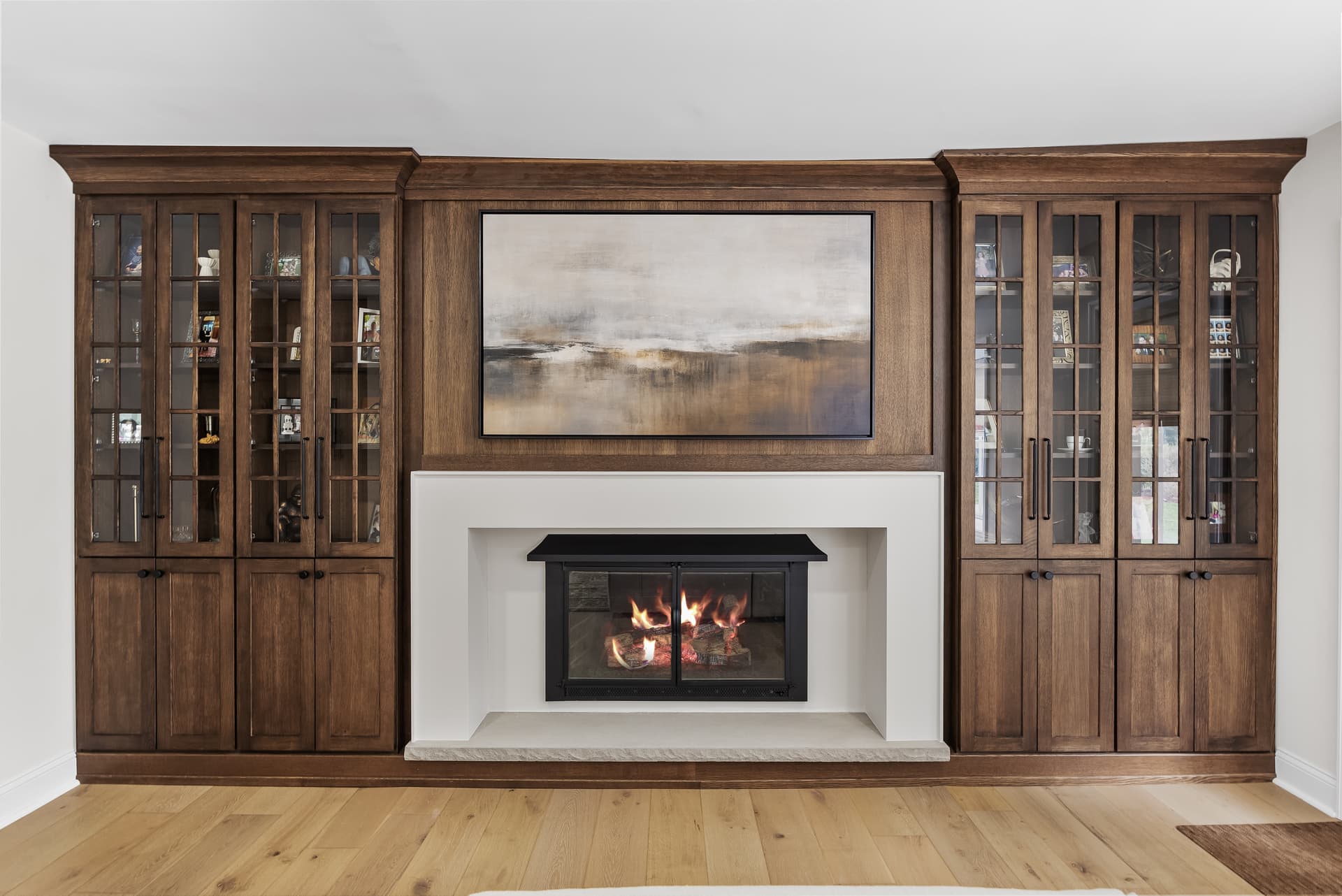Kitchen with a walnut island and built-ins