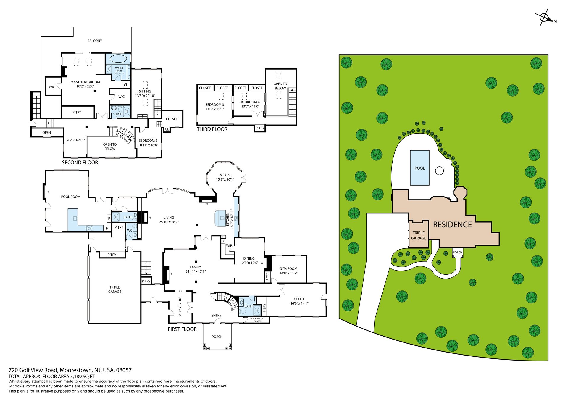 Whole-property floor plan and site plan, South Jersey