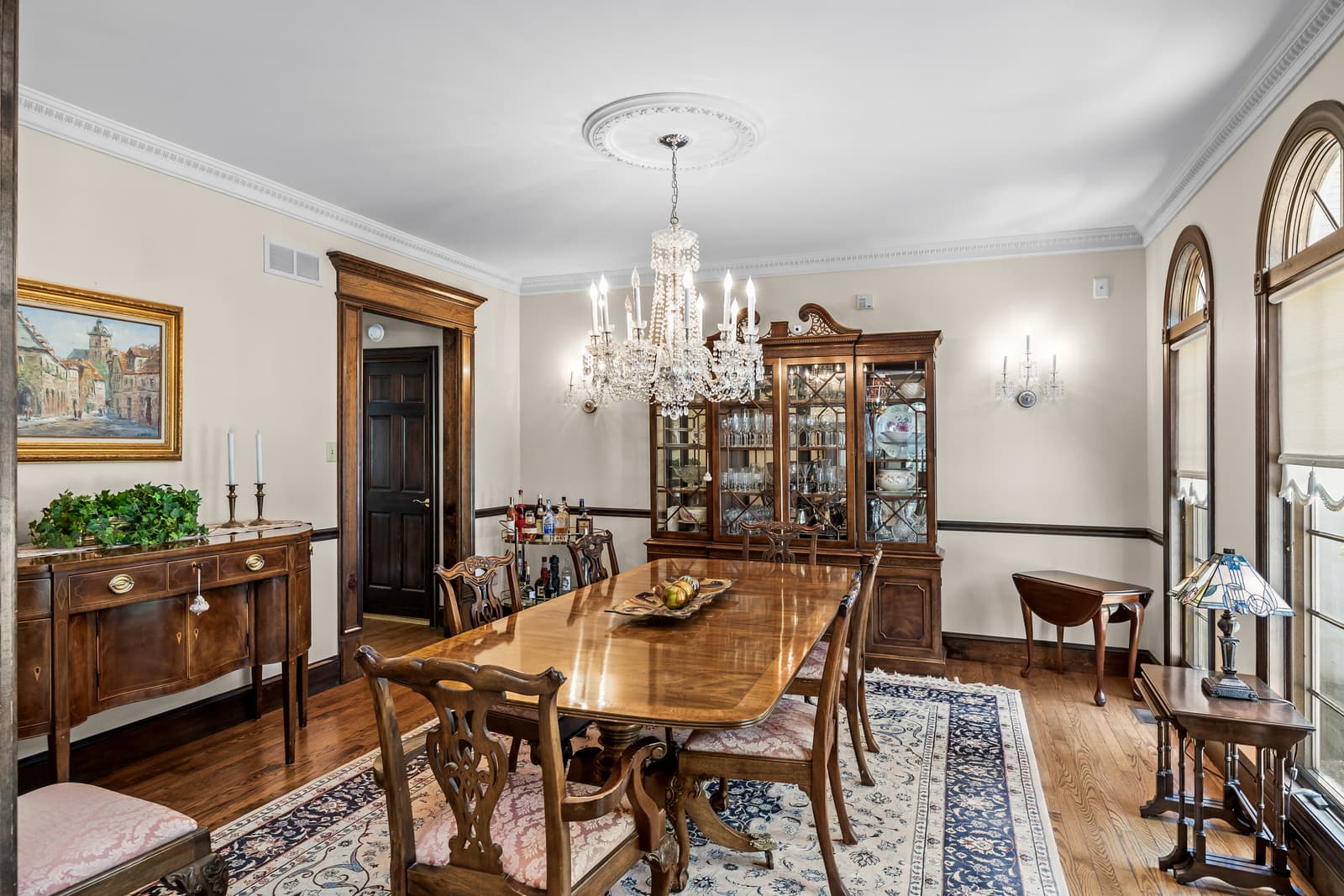 Elegant formal dining room with a chandelier in Cherry Hill, NJ