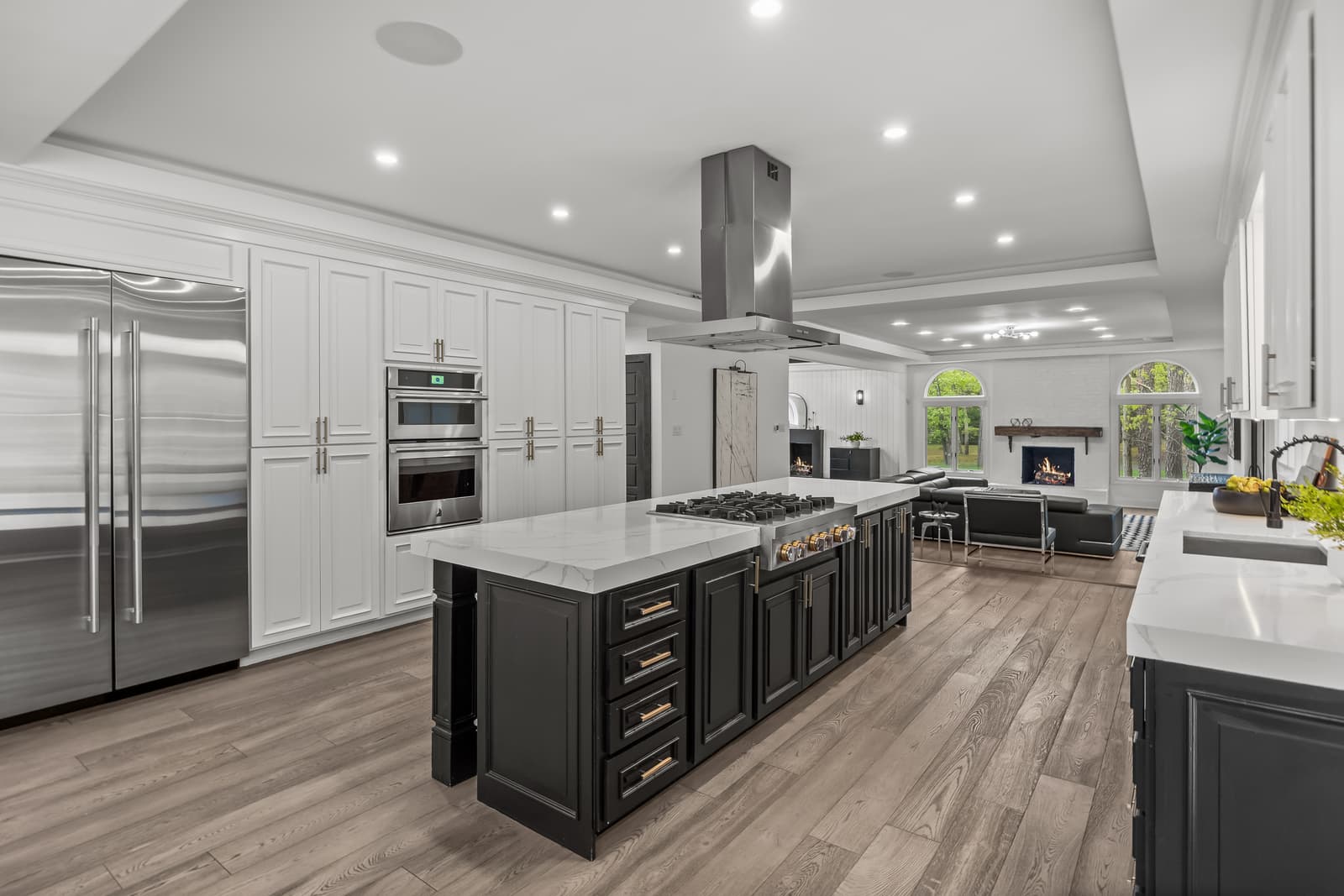 Open kitchen with a center island flowing into the living area in Medford, NJ