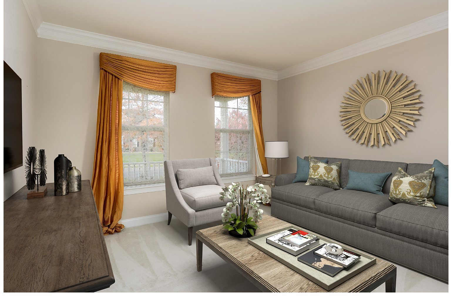 Virtual staging in South Jersey, a digitally staged living room